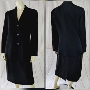 Kasper Petite Skirt Blazer Suit 8P Black Poly